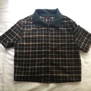 Rare Brandy Green Plaid Cropped Shirt